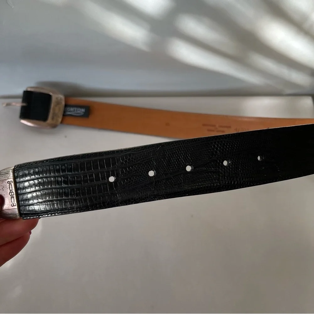 Vintage Brighton Embossed Leather Black Belt